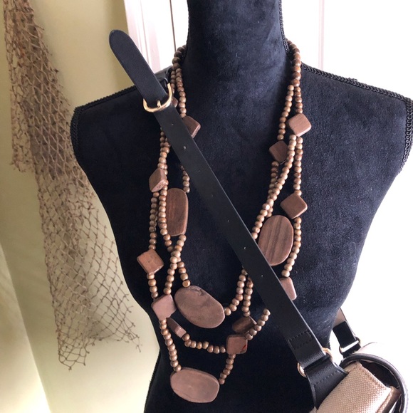 Women’s H&M Shoulder/Belt Mini Bag Purse Canvas Leather Cream Black NWOT - Picture 4 of 8